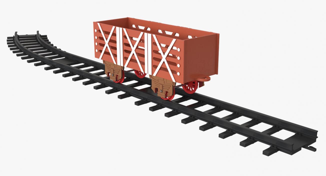 3D Toy Railway Wagon with Rails model