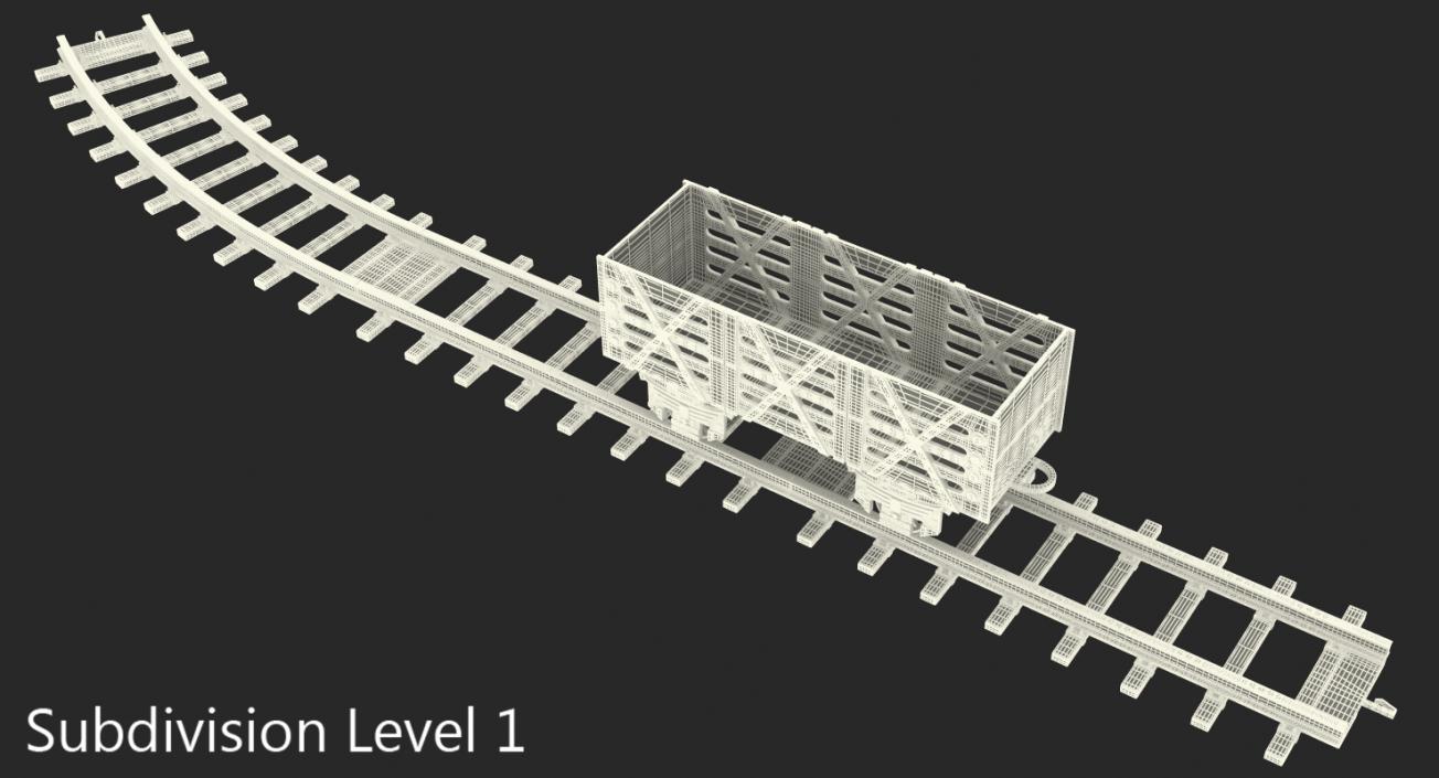 3D Toy Railway Wagon with Rails model