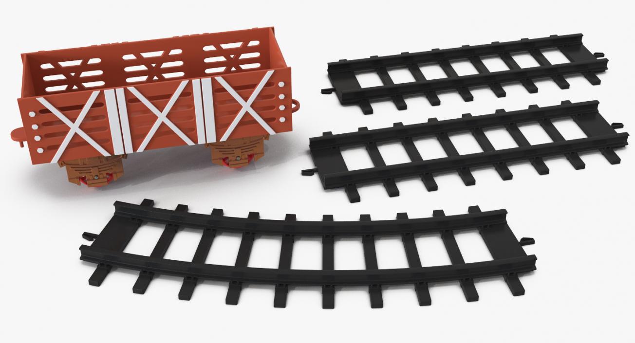 3D Toy Railway Wagon with Rails model