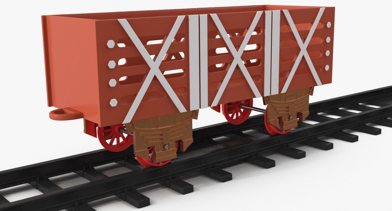 3D Toy Railway Wagon with Rails model