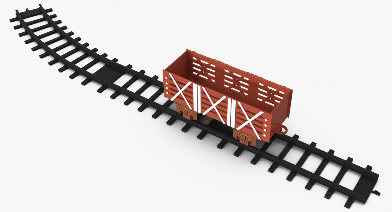 3D Toy Railway Wagon with Rails model