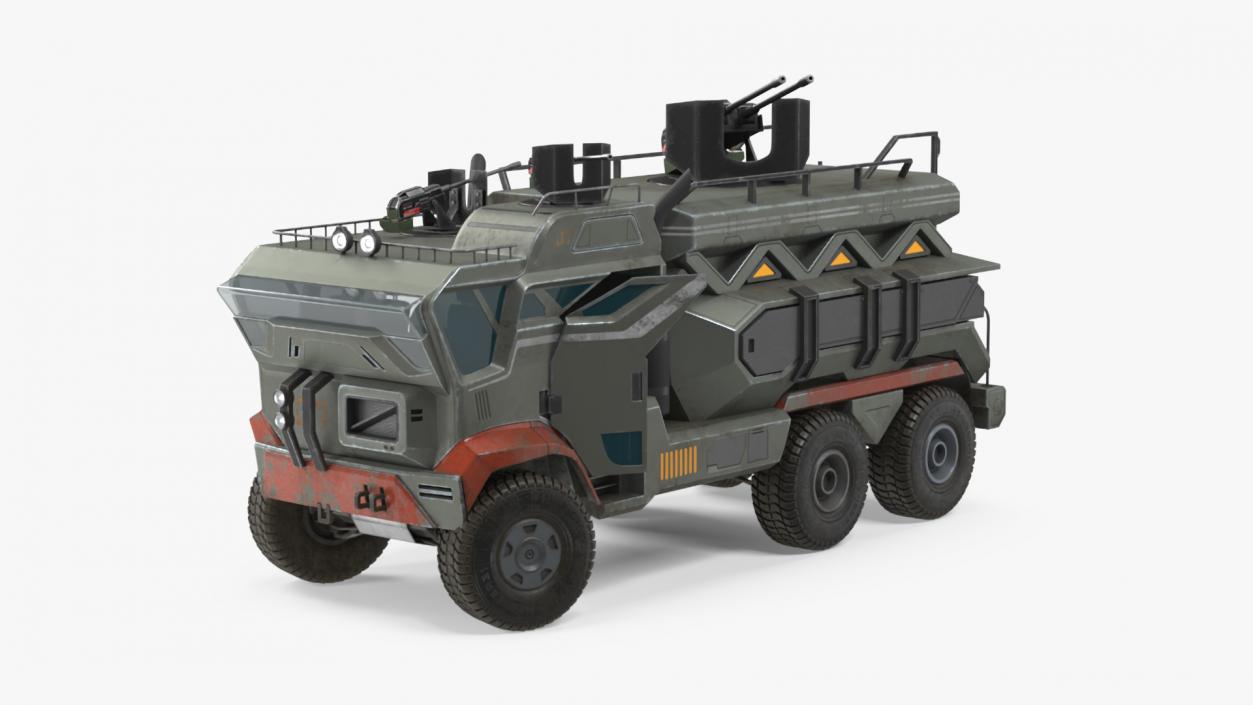 Concept Futuristic Military Truck Lights On Rigged for Maya 3D model