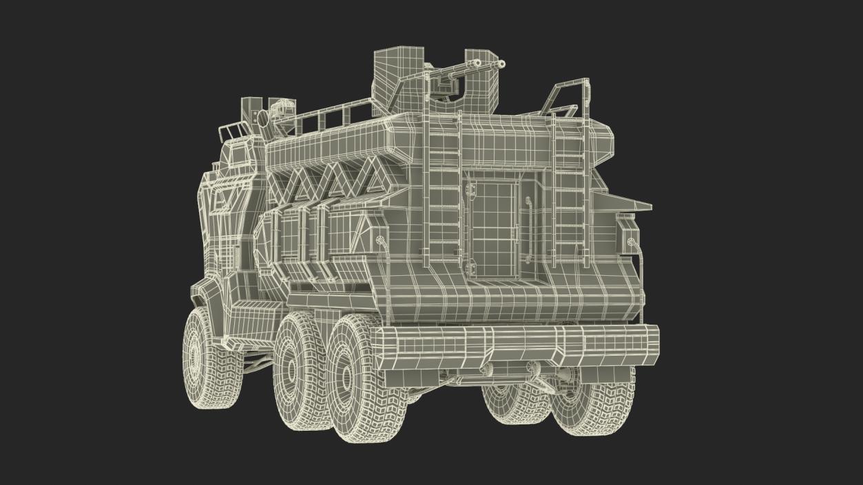 Concept Futuristic Military Truck Lights On Rigged for Maya 3D model