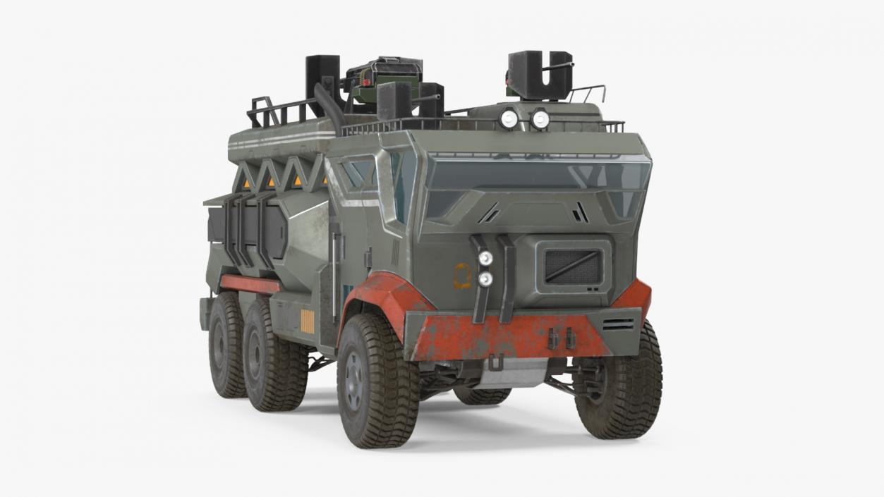 Concept Futuristic Military Truck Lights On Rigged for Maya 3D model