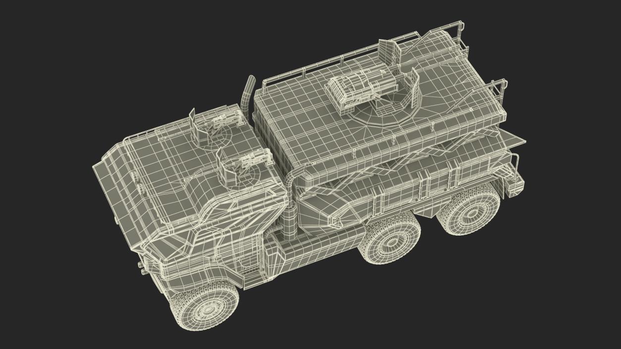 Concept Futuristic Military Truck Lights On Rigged for Maya 3D model