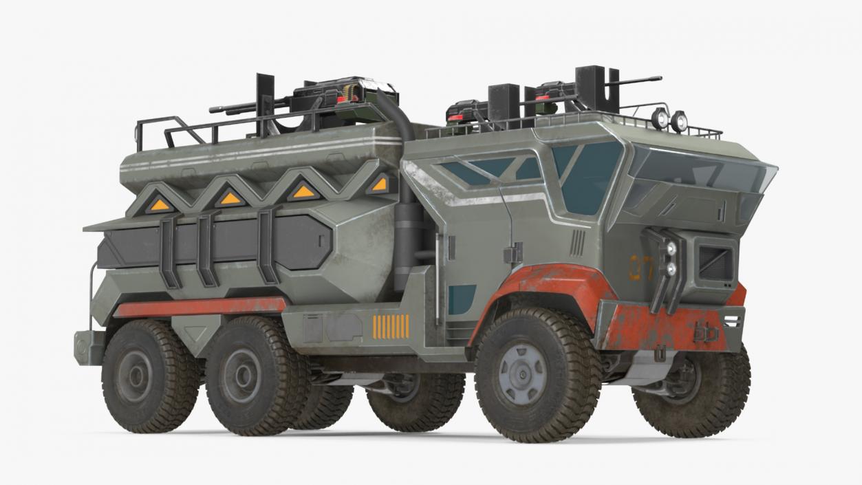 Concept Futuristic Military Truck Lights On Rigged for Maya 3D model