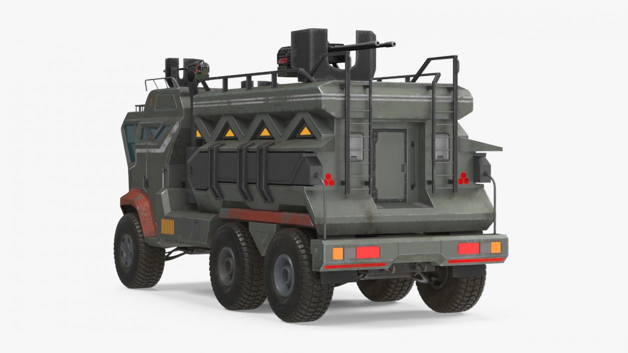 Concept Futuristic Military Truck Lights On Rigged for Maya 3D model