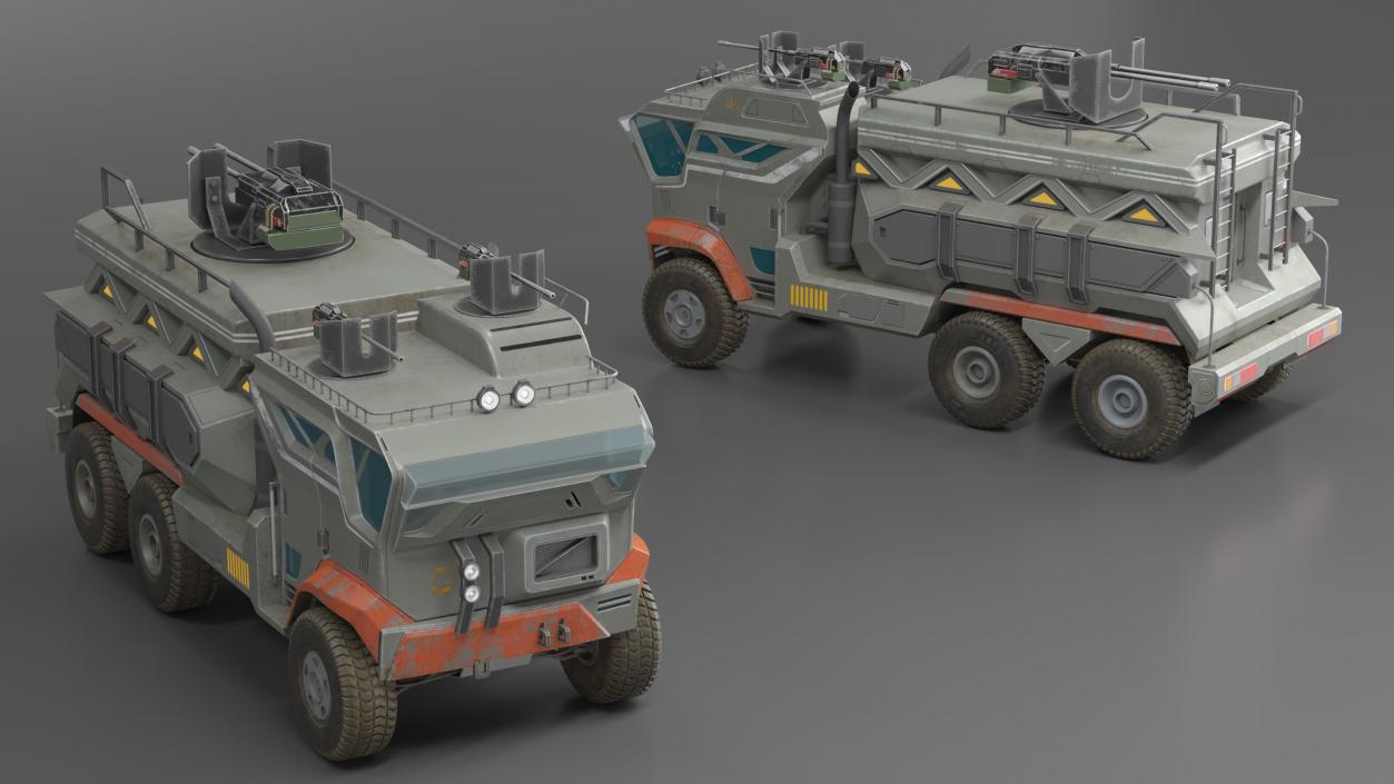 Concept Futuristic Military Truck Lights On Rigged for Maya 3D model