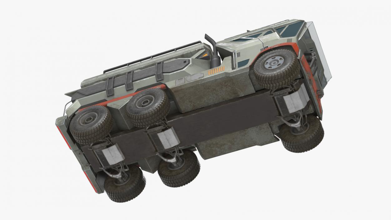 Concept Futuristic Military Truck Lights On Rigged for Maya 3D model