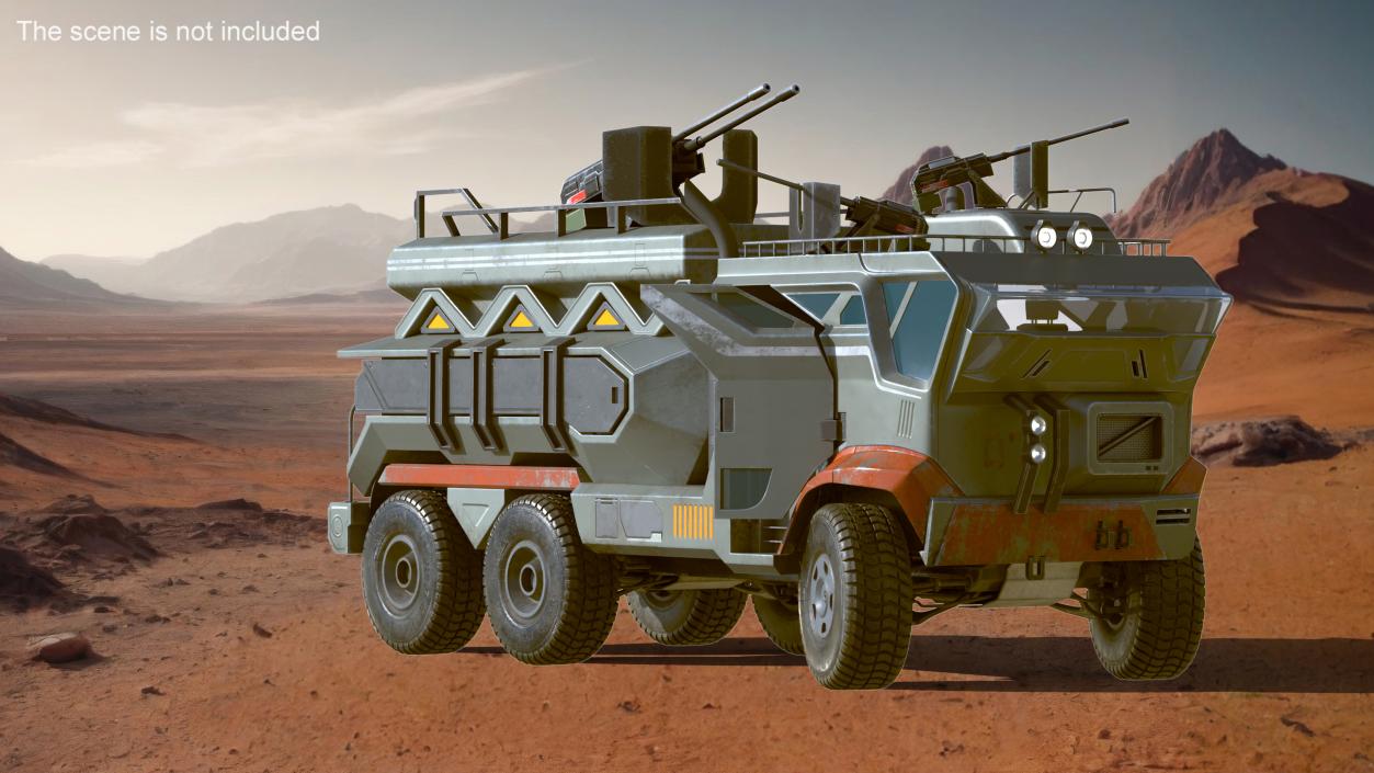 Concept Futuristic Military Truck Lights On Rigged for Maya 3D model