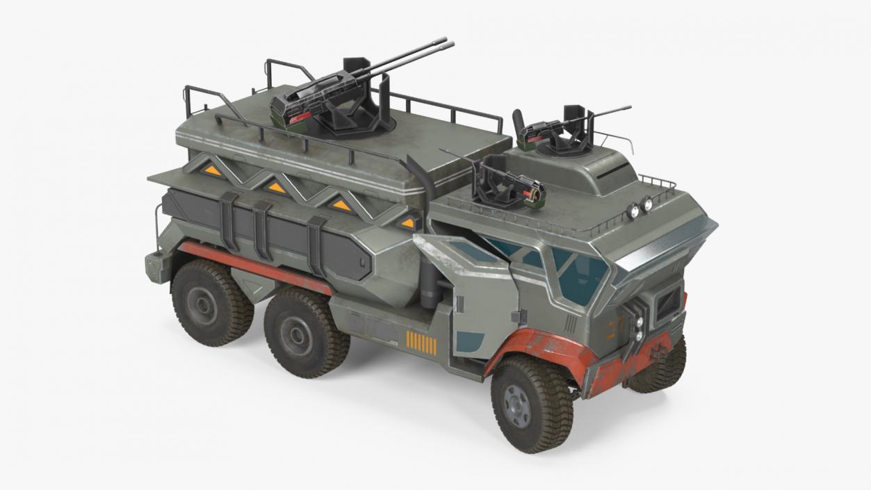 Concept Futuristic Military Truck Lights On Rigged for Maya 3D model