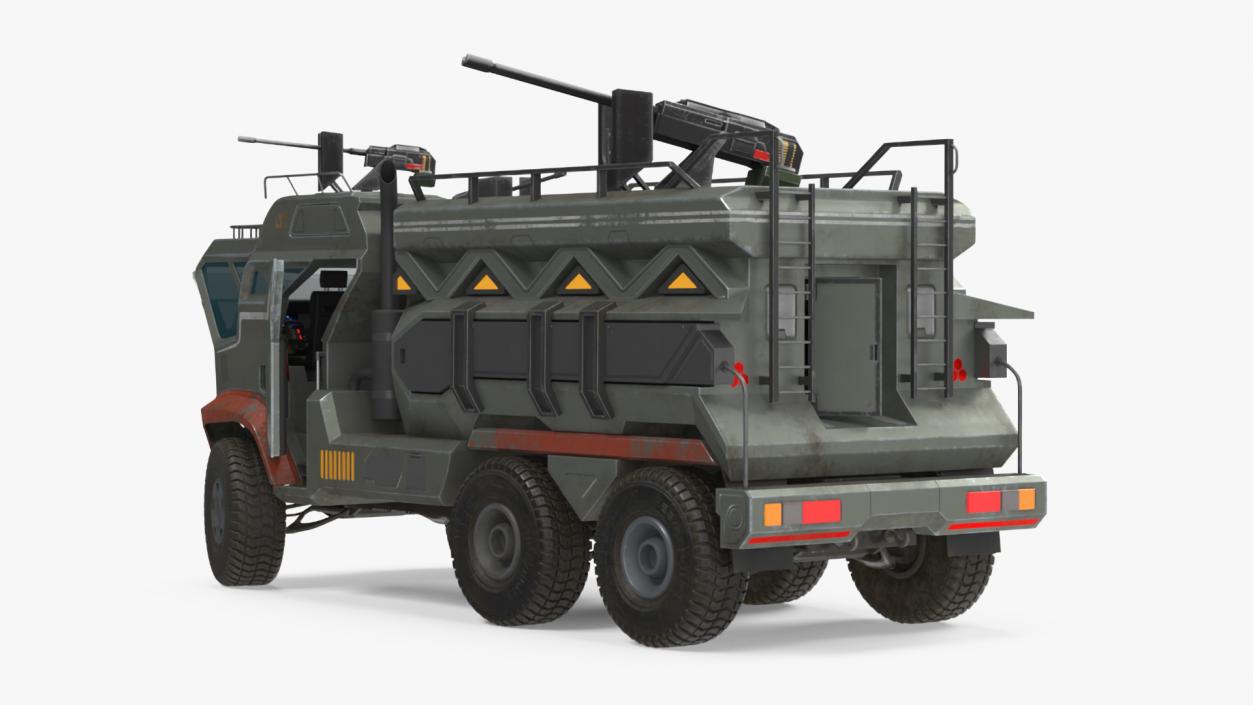 Concept Futuristic Military Truck Lights On Rigged for Maya 3D model