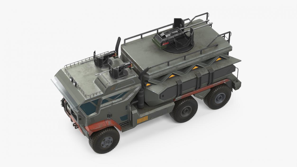 Concept Futuristic Military Truck Lights On Rigged for Maya 3D model