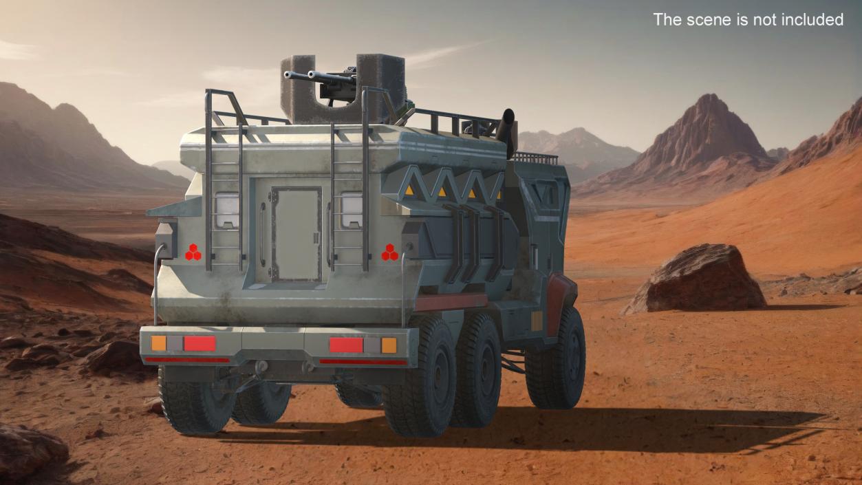 Concept Futuristic Military Truck Lights On Rigged for Maya 3D model