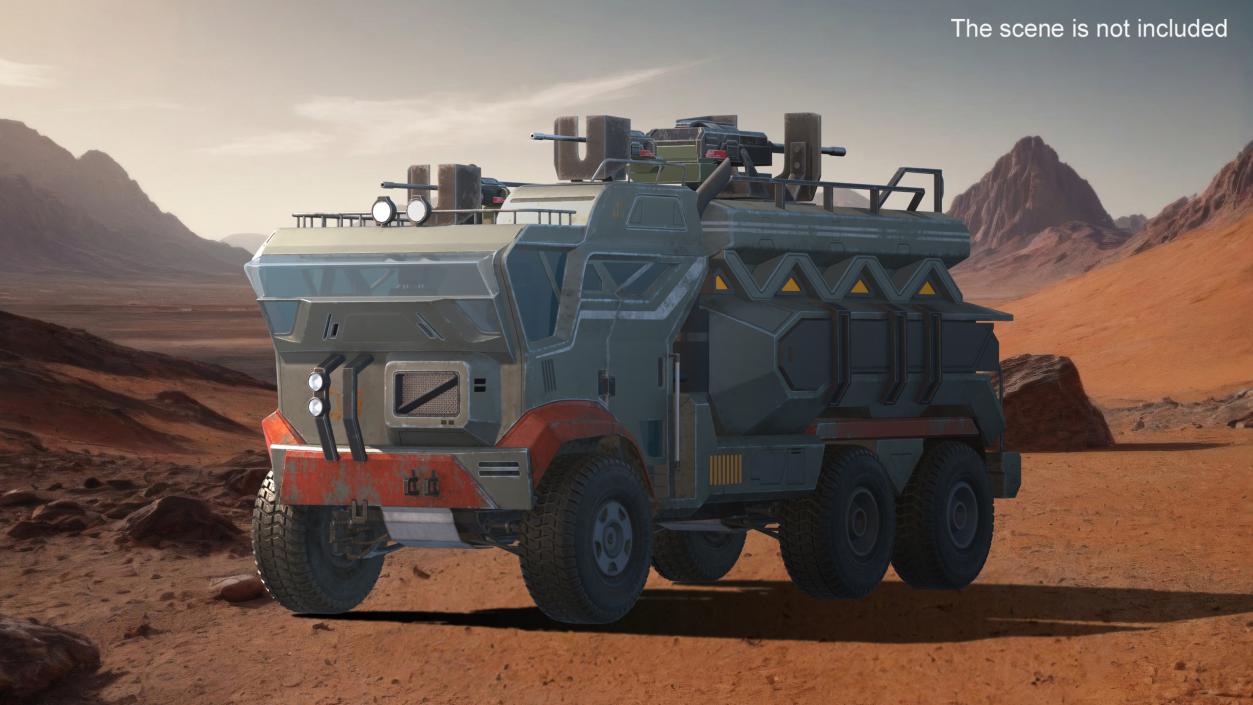 Concept Futuristic Military Truck Lights On Rigged for Maya 3D model