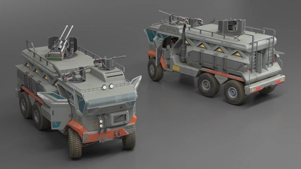 Concept Futuristic Military Truck Lights On Rigged for Maya 3D model