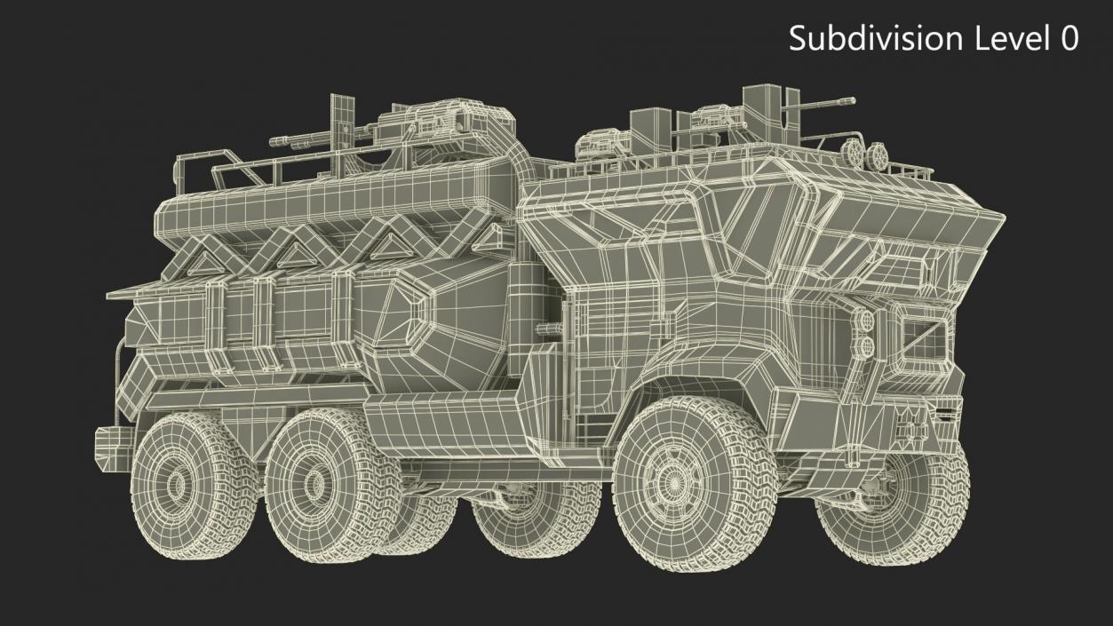 Concept Futuristic Military Truck Lights On Rigged for Maya 3D model