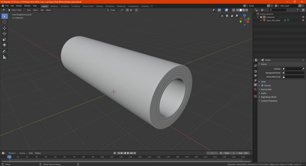 Paper Roll Yellow 3D