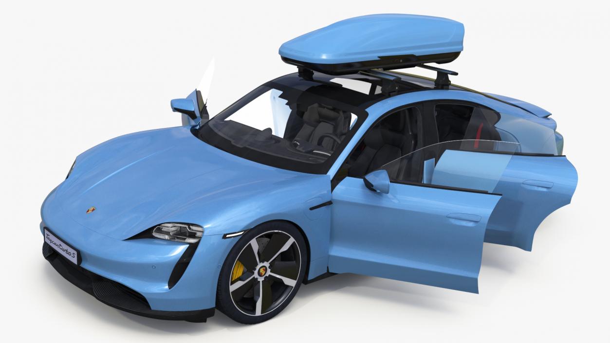 3D Porsche Taycan Turbo with Roofbox model