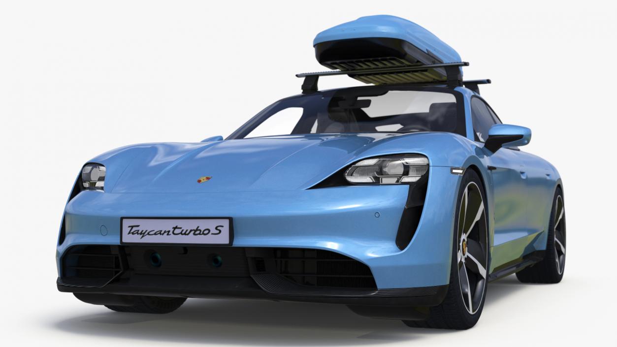 3D Porsche Taycan Turbo with Roofbox model