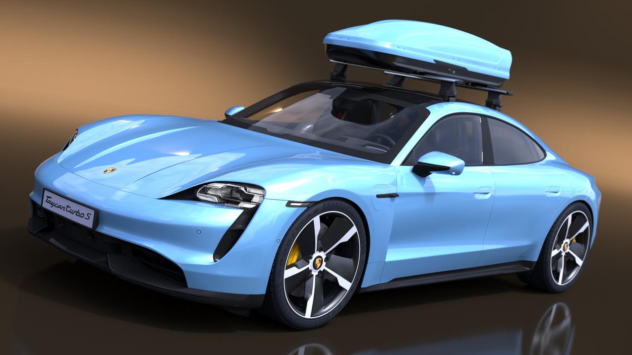 3D Porsche Taycan Turbo with Roofbox model