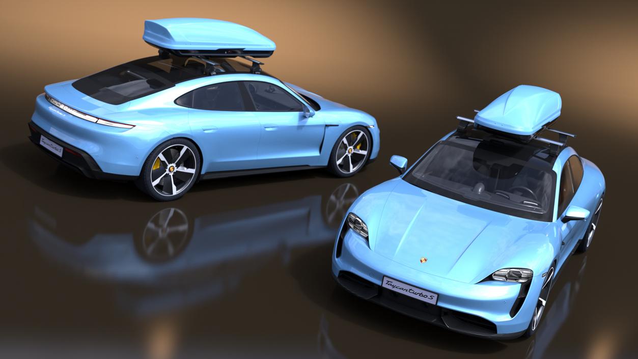 3D Porsche Taycan Turbo with Roofbox model