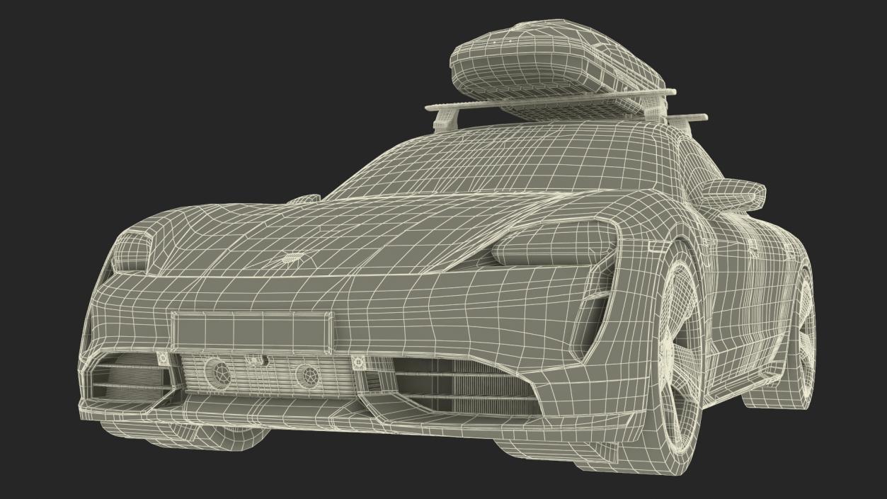 3D Porsche Taycan Turbo with Roofbox model