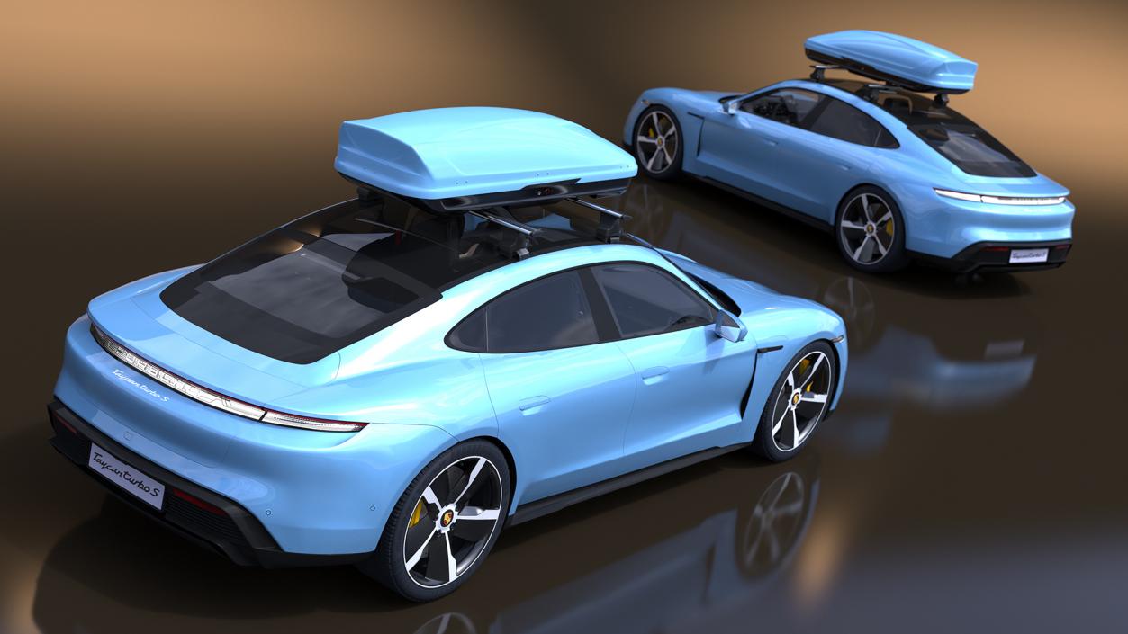 3D Porsche Taycan Turbo with Roofbox model