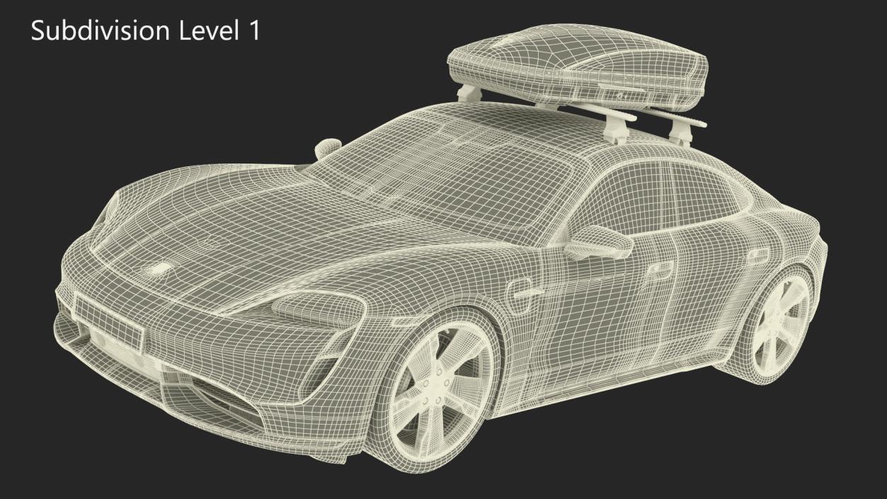 3D Porsche Taycan Turbo with Roofbox model