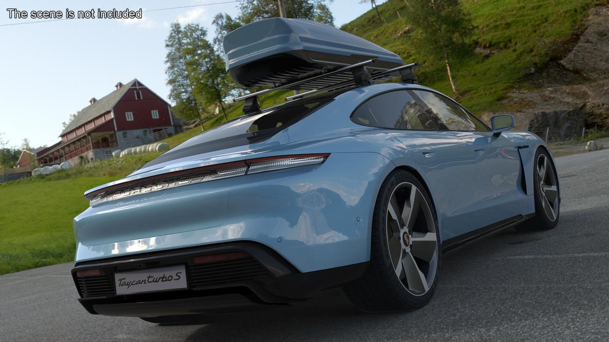 3D Porsche Taycan Turbo with Roofbox model