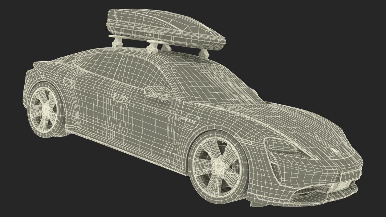 3D Porsche Taycan Turbo with Roofbox model