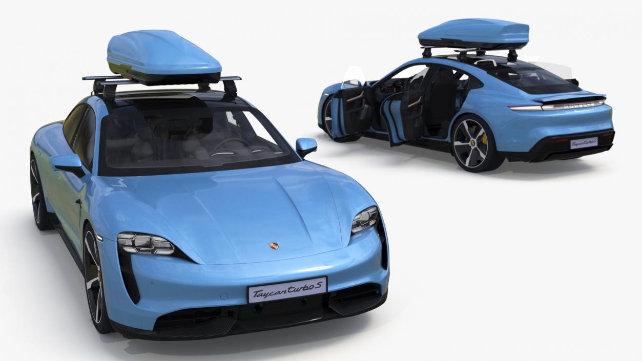 3D Porsche Taycan Turbo with Roofbox model