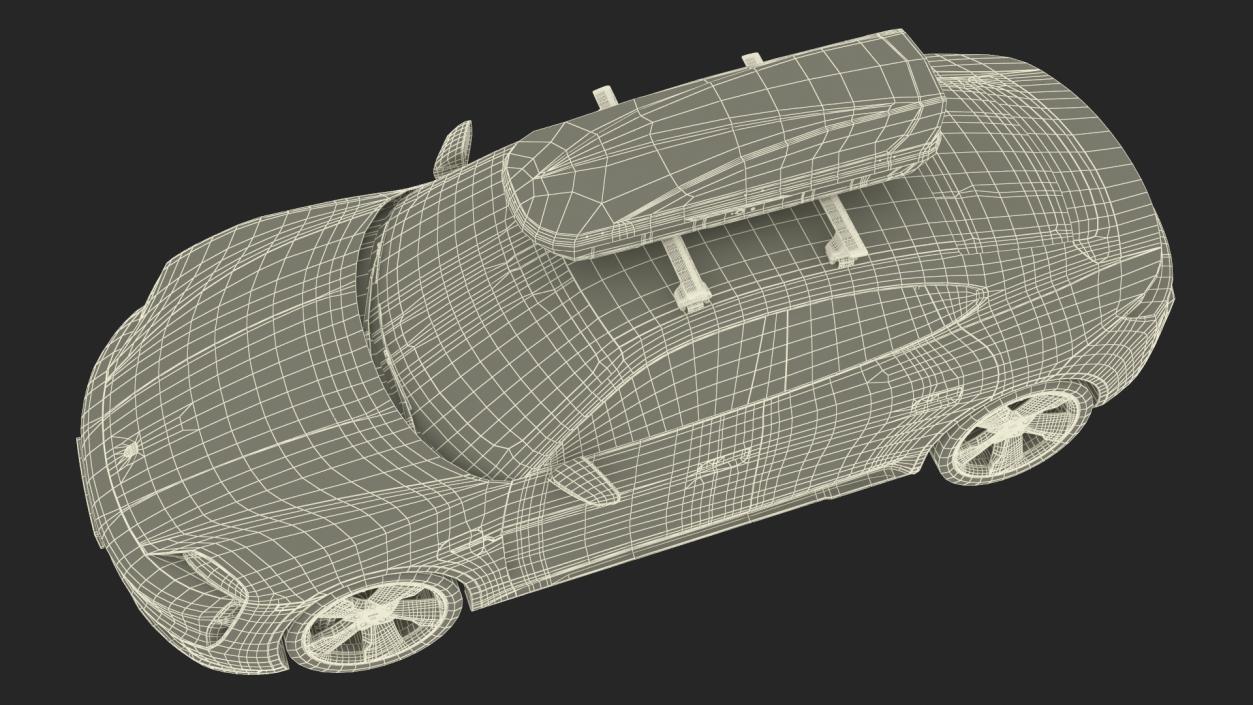 3D Porsche Taycan Turbo with Roofbox model