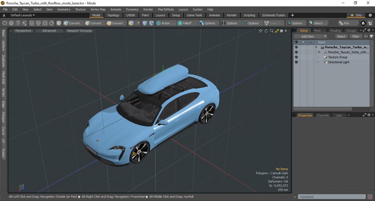 3D Porsche Taycan Turbo with Roofbox model