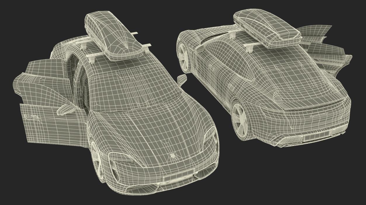 3D Porsche Taycan Turbo with Roofbox model