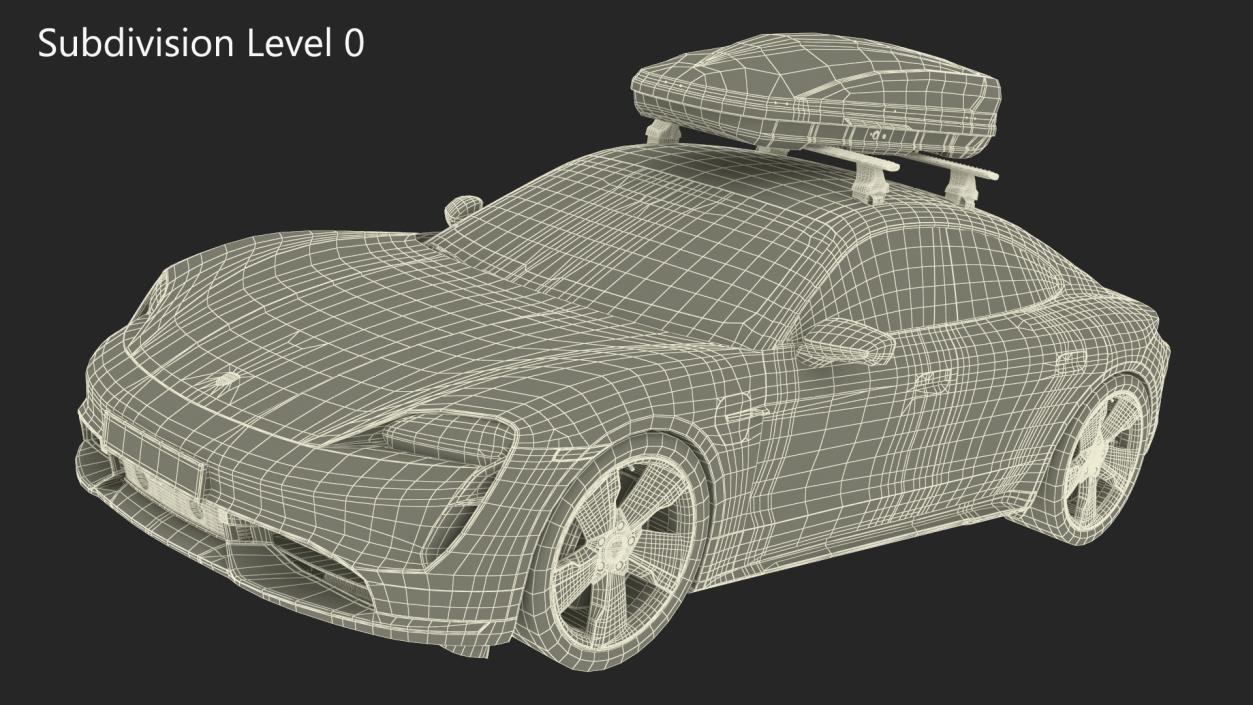 3D Porsche Taycan Turbo with Roofbox model