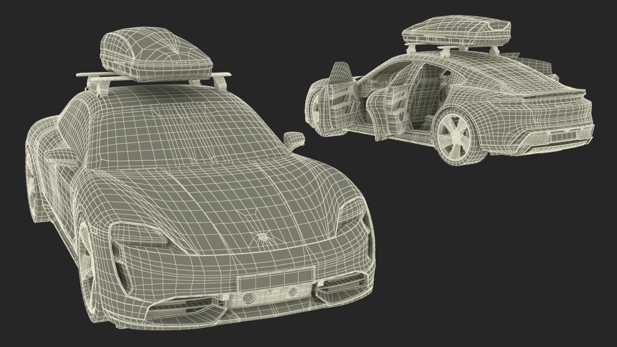 3D Porsche Taycan Turbo with Roofbox model