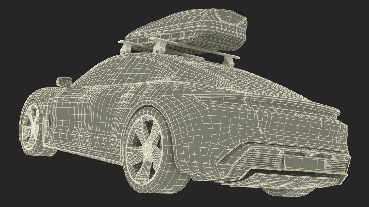 3D Porsche Taycan Turbo with Roofbox model