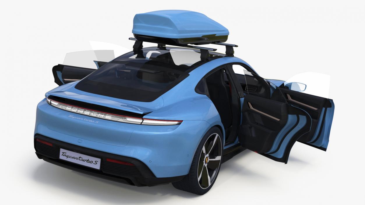 3D Porsche Taycan Turbo with Roofbox model