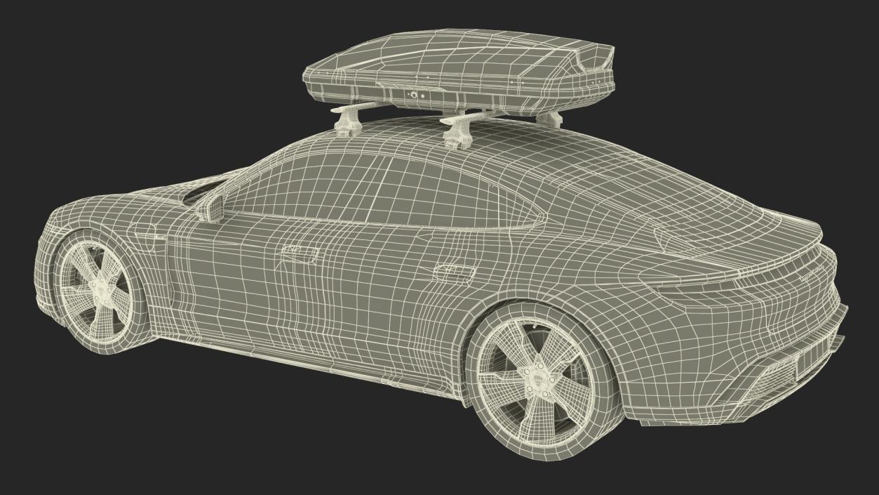 3D Porsche Taycan Turbo with Roofbox model