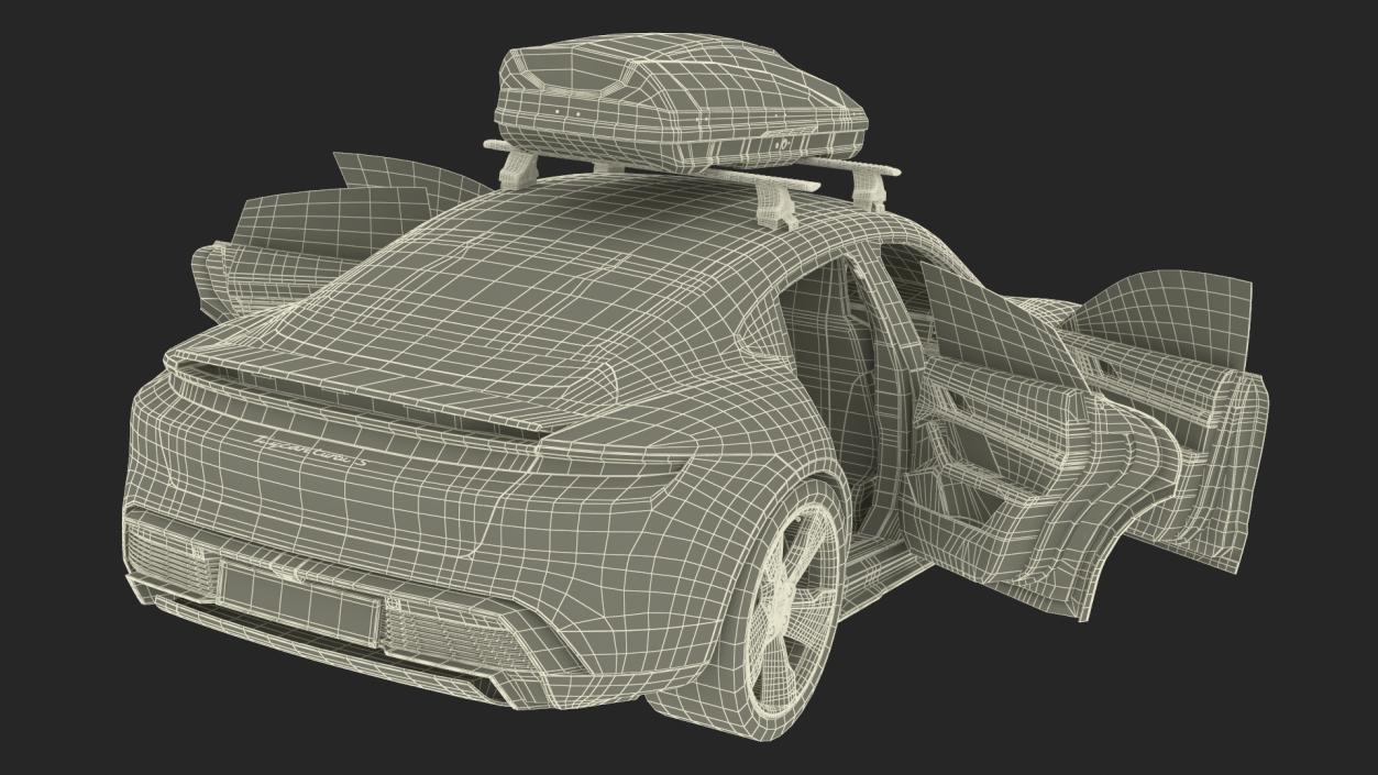 3D Porsche Taycan Turbo with Roofbox model