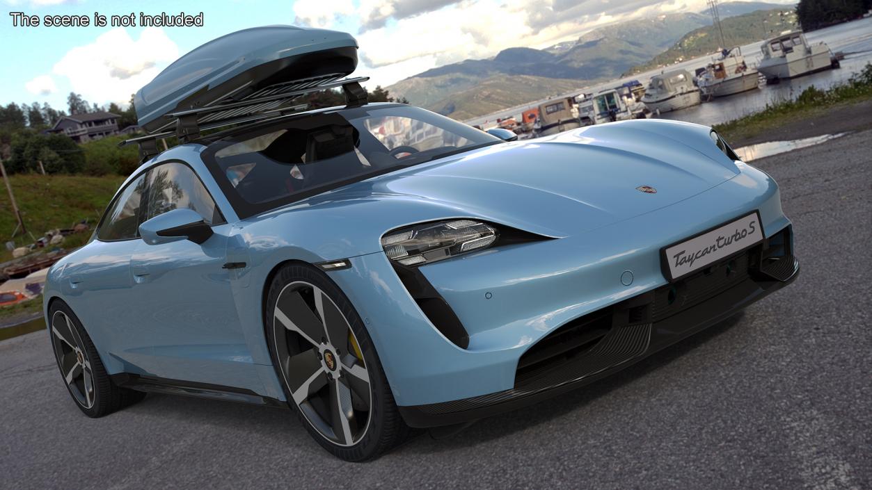 3D Porsche Taycan Turbo with Roofbox model