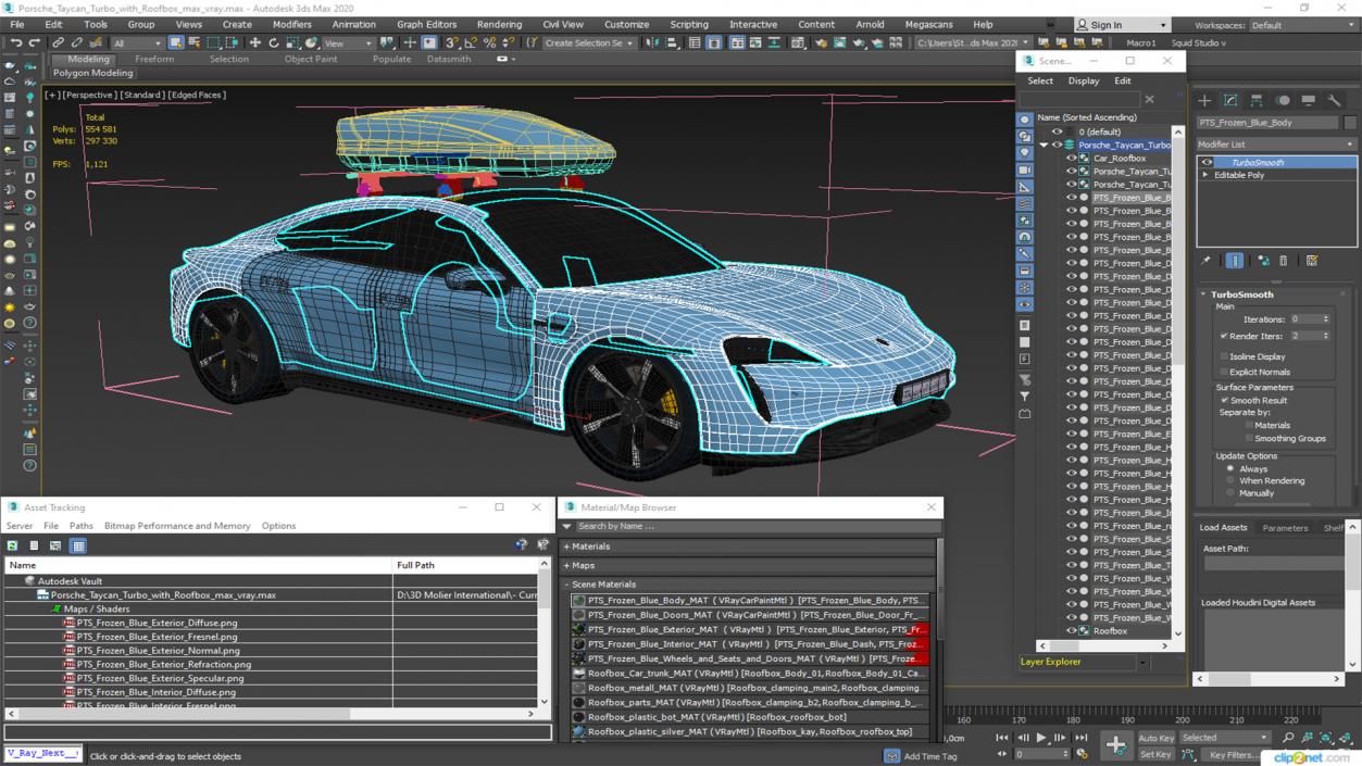 3D Porsche Taycan Turbo with Roofbox model