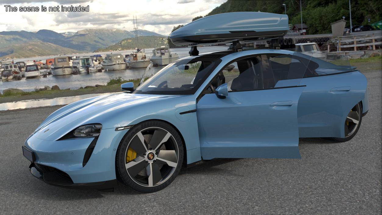 3D Porsche Taycan Turbo with Roofbox model