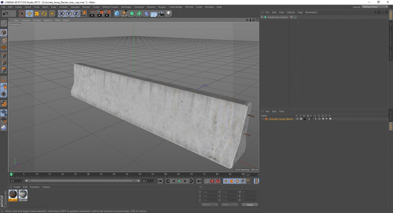 3D Concrete Jersey Barrier model