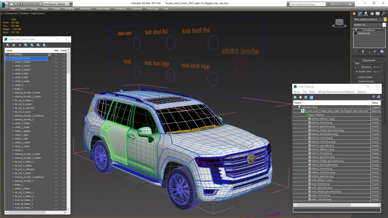 3D model Toyota Land Cruiser 2022 Light On Rigged