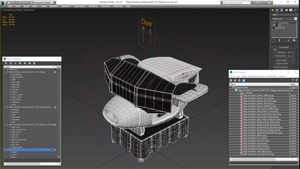 3D Flight Simulator Sennheiser BOT SC07 Rigged model