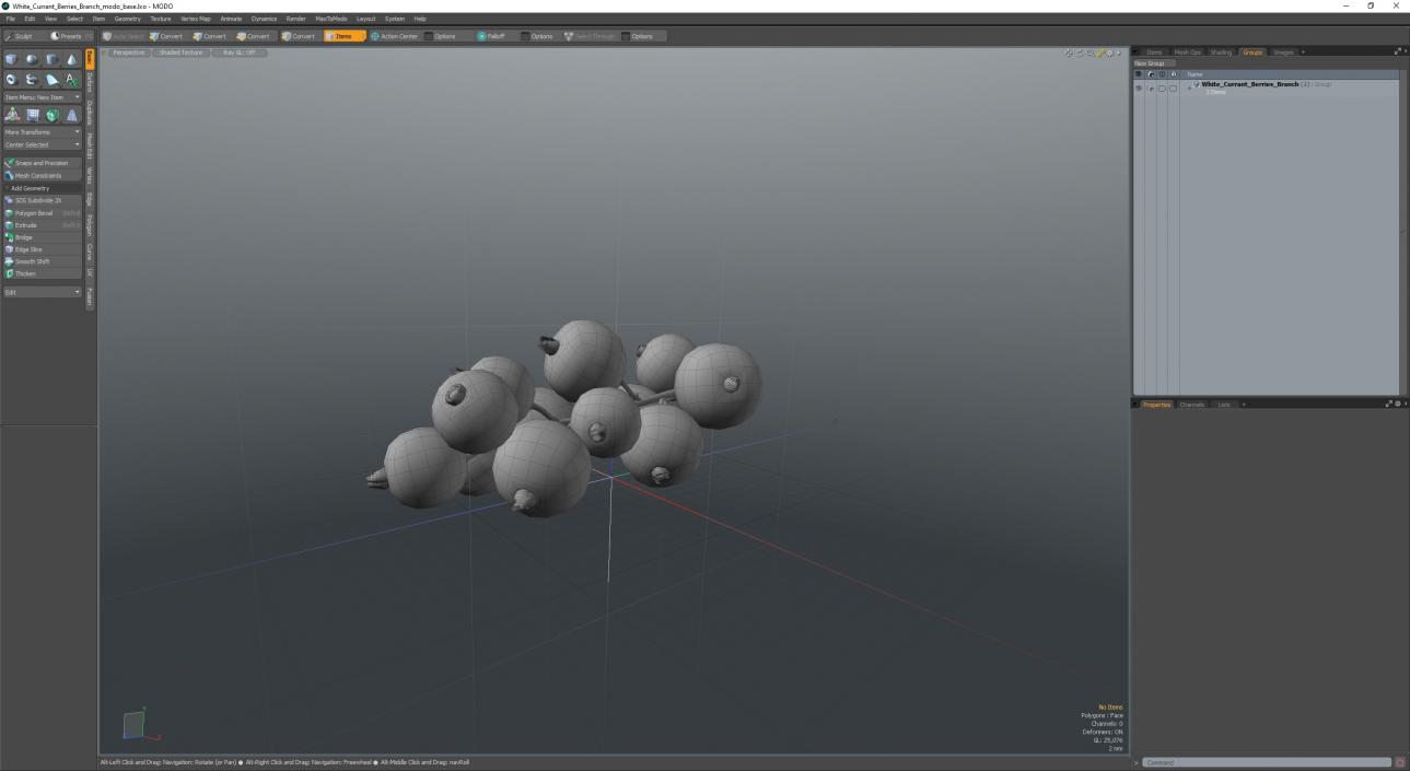 3D White Currant Berries Branch model