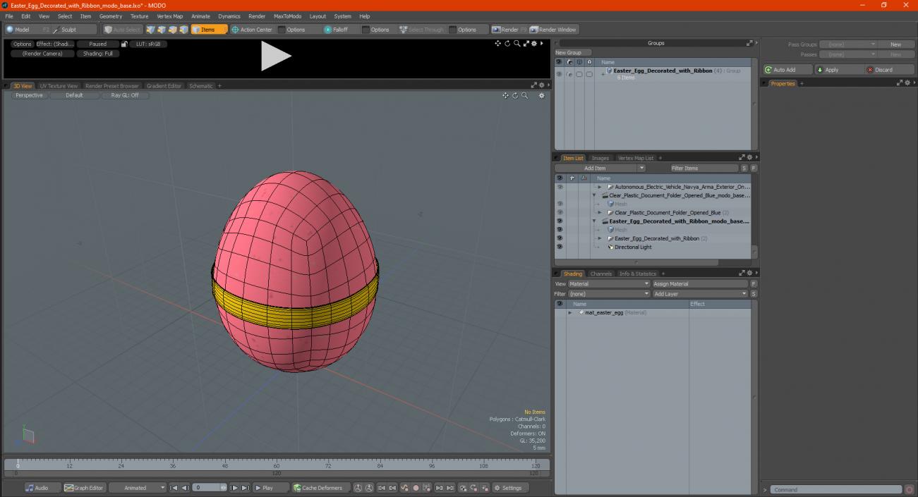 Easter Egg Decorated with Ribbon 3D