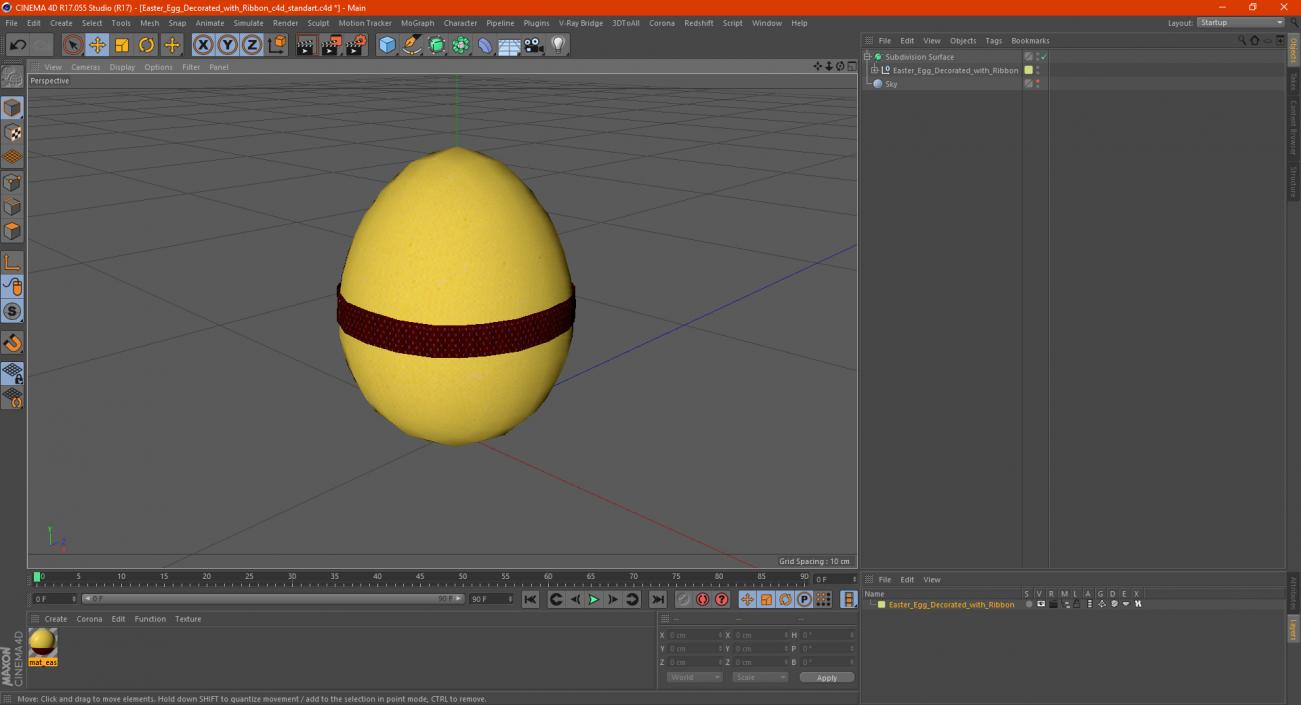 Easter Egg Decorated with Ribbon 3D